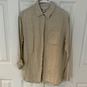Athleta Beige Casual Button Down Shirt